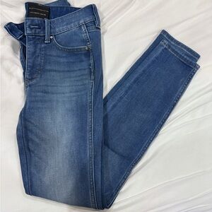 High rise cashmere denim ankle skinny jeans